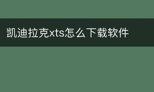 凯迪拉克xts怎么下载软件