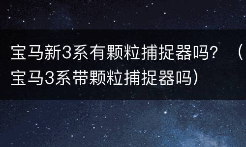 宝马新3系有颗粒捕捉器吗？（宝马3系带颗粒捕捉器吗）