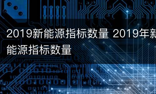 2019新能源指标数量 2019年新能源指标数量