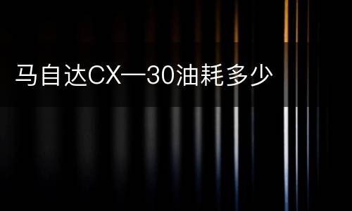 马自达CX—30油耗多少