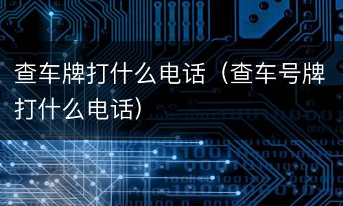 查车牌打什么电话（查车号牌打什么电话）