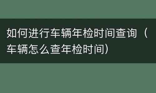 如何进行车辆年检时间查询（车辆怎么查年检时间）