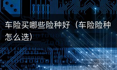 车险买哪些险种好（车险险种怎么选）