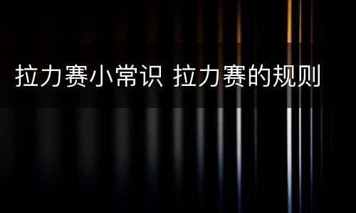 拉力赛小常识 拉力赛的规则