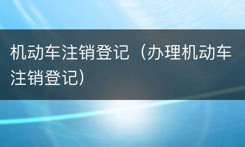 机动车注销登记（办理机动车注销登记）