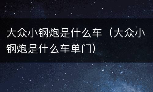 大众小钢炮是什么车（大众小钢炮是什么车单门）