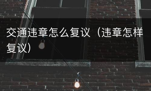 交通违章怎么复议（违章怎样复议）