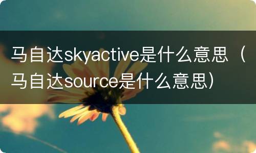 马自达skyactive是什么意思（马自达source是什么意思）