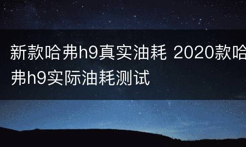 新款哈弗h9真实油耗 2020款哈弗h9实际油耗测试