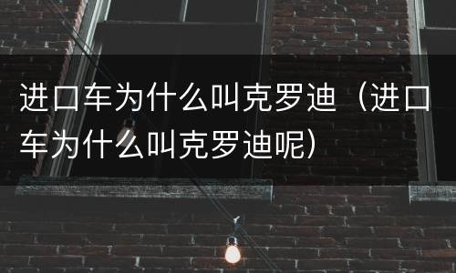 进口车为什么叫克罗迪（进口车为什么叫克罗迪呢）