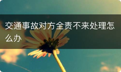 交通事故对方全责不来处理怎么办