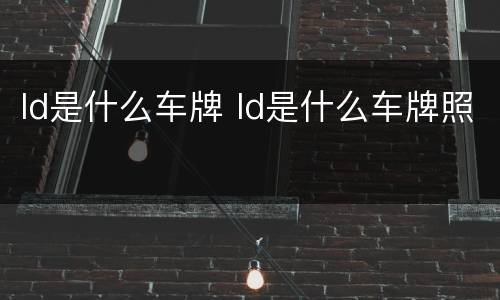 ld是什么车牌 ld是什么车牌照