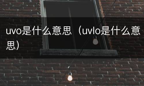uvo是什么意思（uvlo是什么意思）