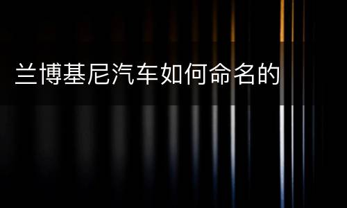 兰博基尼汽车如何命名的