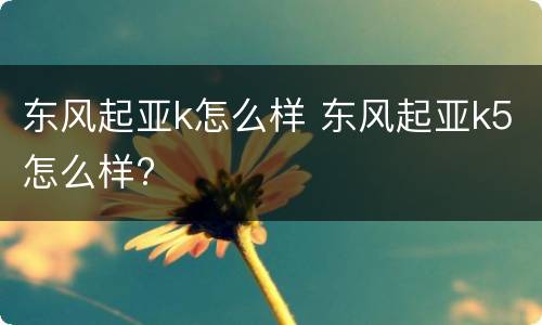 东风起亚k怎么样 东风起亚k5怎么样?
