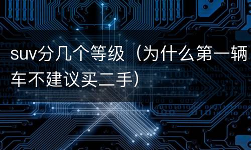 suv分几个等级（为什么第一辆车不建议买二手）