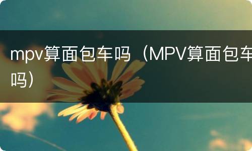mpv算面包车吗（MPV算面包车吗）