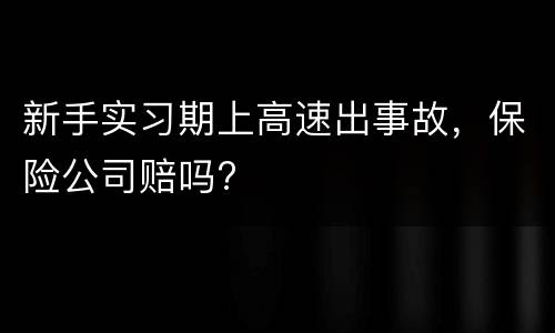 新手实习期上高速出事故，保险公司赔吗?