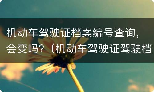 机动车驾驶证档案编号查询，会变吗?（机动车驾驶证驾驶档案编号会更新吗）