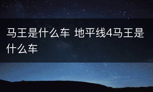 马王是什么车 地平线4马王是什么车