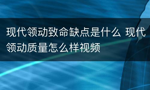 现代领动致命缺点是什么 现代领动质量怎么样视频