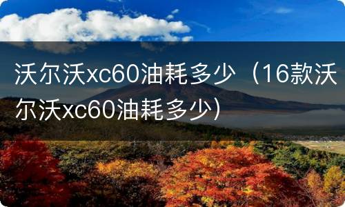 沃尔沃xc60油耗多少（16款沃尔沃xc60油耗多少）