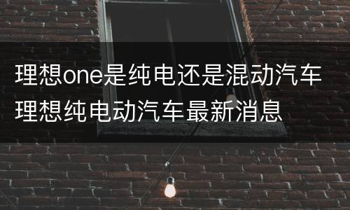 理想one是纯电还是混动汽车 理想纯电动汽车最新消息