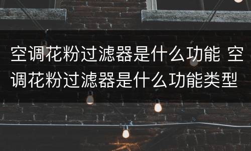 空调花粉过滤器是什么功能 空调花粉过滤器是什么功能类型