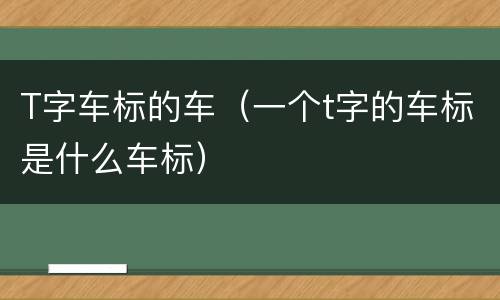 T字车标的车（一个t字的车标是什么车标）