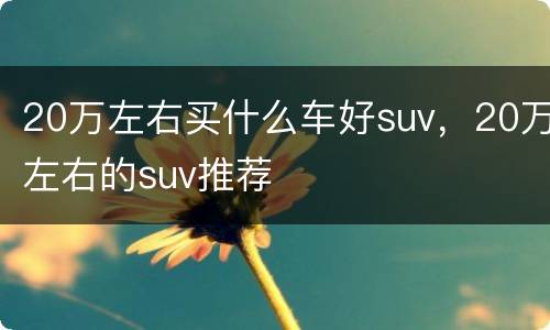 20万左右买什么车好suv，20万左右的suv推荐