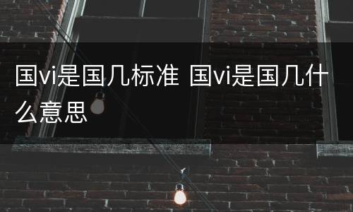 国vi是国几标准 国vi是国几什么意思