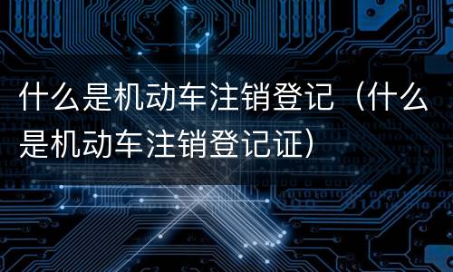 什么是机动车注销登记（什么是机动车注销登记证）