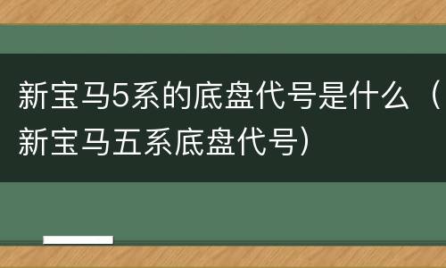 新宝马5系的底盘代号是什么（新宝马五系底盘代号）