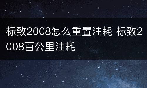 标致2008怎么重置油耗 标致2008百公里油耗
