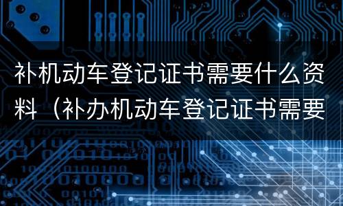 补机动车登记证书需要什么资料（补办机动车登记证书需要哪些资料）