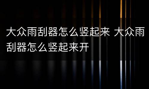 大众雨刮器怎么竖起来 大众雨刮器怎么竖起来开