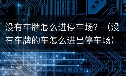 没有车牌怎么进停车场？（没有车牌的车怎么进出停车场）