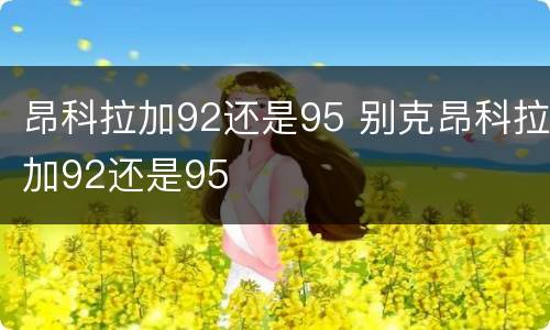 昂科拉加92还是95 别克昂科拉加92还是95