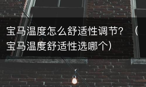 宝马温度怎么舒适性调节？（宝马温度舒适性选哪个）