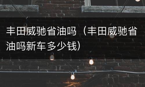 丰田威驰省油吗（丰田威驰省油吗新车多少钱）