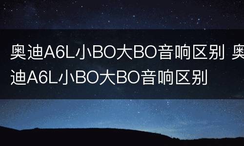 奥迪A6L小BO大BO音响区别 奥迪A6L小BO大BO音响区别