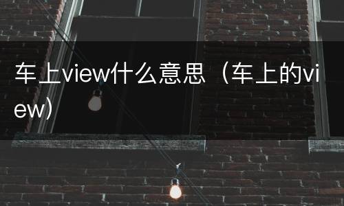 车上view什么意思（车上的view）