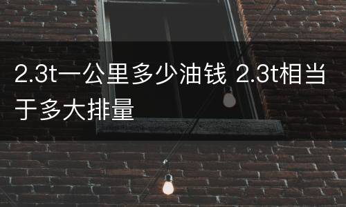 2.3t一公里多少油钱 2.3t相当于多大排量