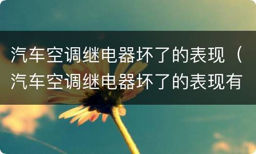 汽车空调继电器坏了的表现（汽车空调继电器坏了的表现有哪些）