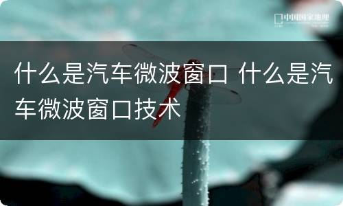 什么是汽车微波窗口 什么是汽车微波窗口技术
