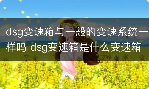 dsg变速箱与一般的变速系统一样吗 dsg变速箱是什么变速箱