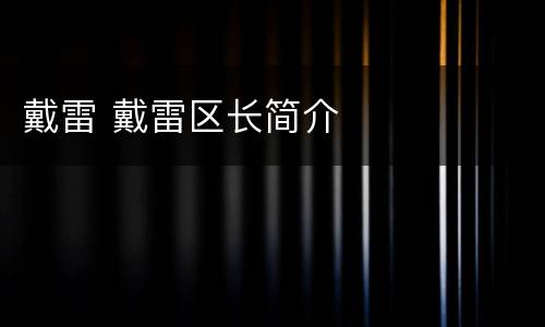 戴雷 戴雷区长简介