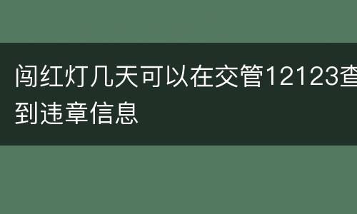 闯红灯几天可以在交管12123查到违章信息