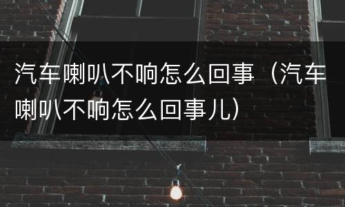 汽车喇叭不响怎么回事（汽车喇叭不响怎么回事儿）