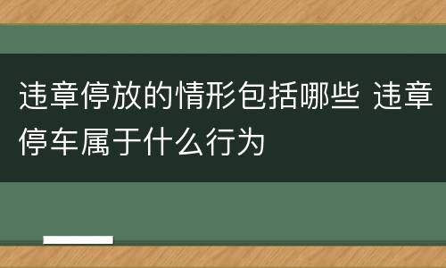 违章停放的情形包括哪些 违章停车属于什么行为